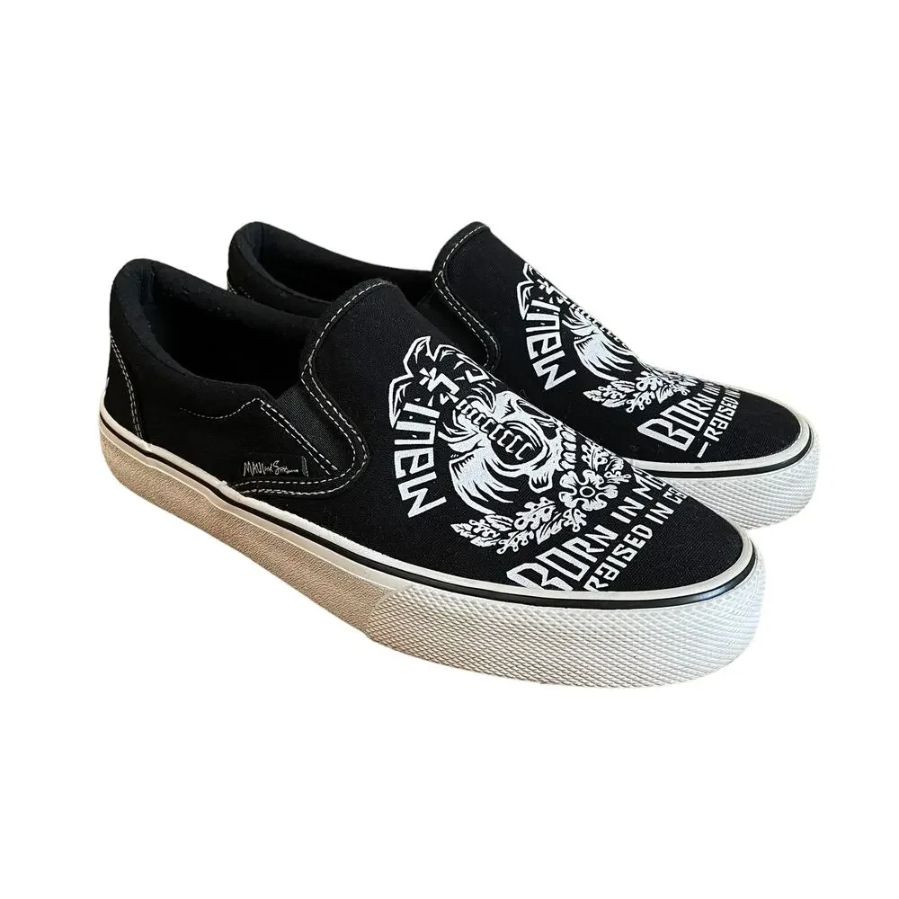 Maui and Sons Mens Size 9 Shoes Slip On Canvas Skull Born in Maui Raised in Cali